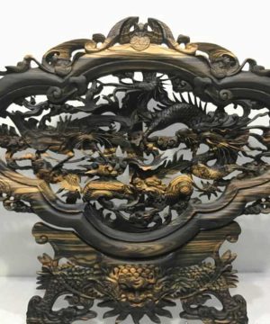 Khánh tứ linh gỗ mun hoa 50x58x3cm